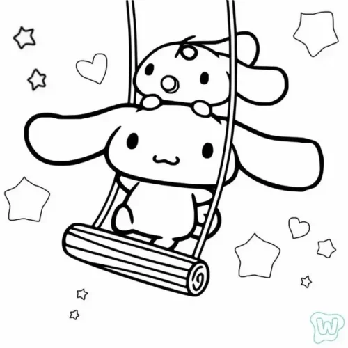 Cinnamoroll ngồi xích đu