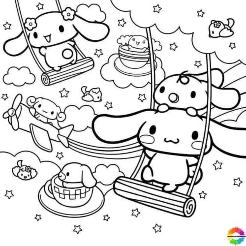 Cinnamoroll và các bạn ngồi xích đu giữa sao