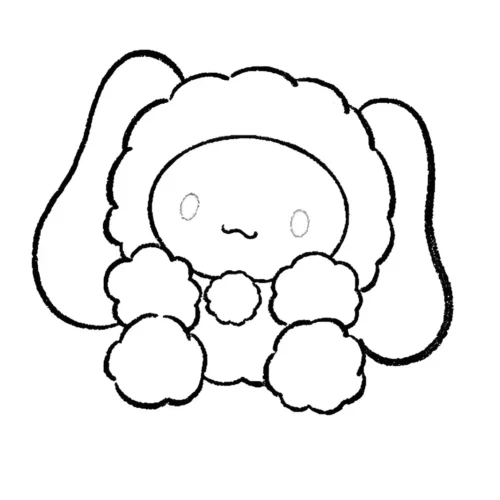 Cinnamoroll ôm má, nét rất đậm