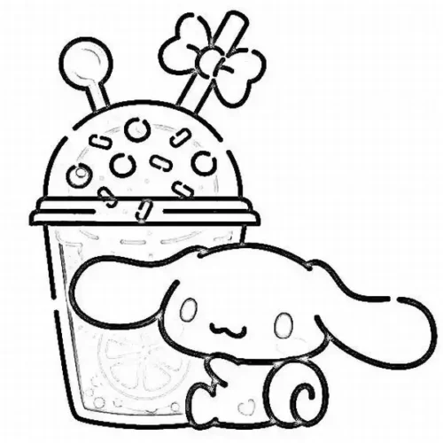 Cinnamoroll bên ly đá bào