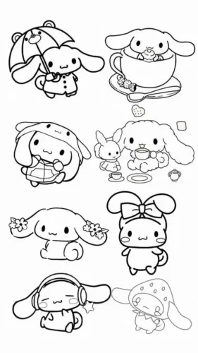 Tranh tô màu nhiều tư thế Cinnamoroll nhỏ