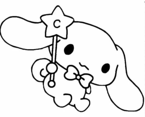 Hình tô màu cinnamoroll cầm đũa phép ngôi sao