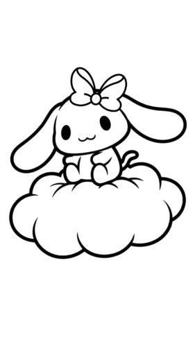 Mẫu tô màu cinnamoroll ngồi trên mây