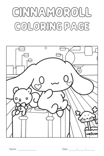 Mẫu tô màu cinnamoroll trong ngôi nhà nhỏ
