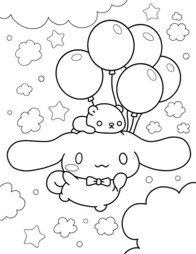 Cinnamoroll bay cùng chùm bóng bay giữa sao