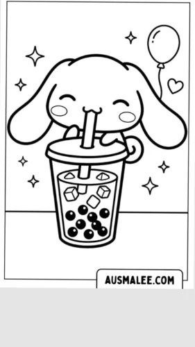 Cinnamoroll uống trà sữa