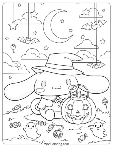 Cinnamoroll Halloween giữa bí ngô