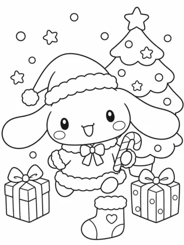 Cinnamoroll ông già Noel bên cây thông