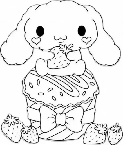 Cinnamoroll ôm dâu trên bánh