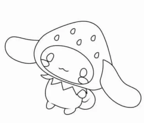 Tranh tô màu cinnamoroll đội mũ dâu tây