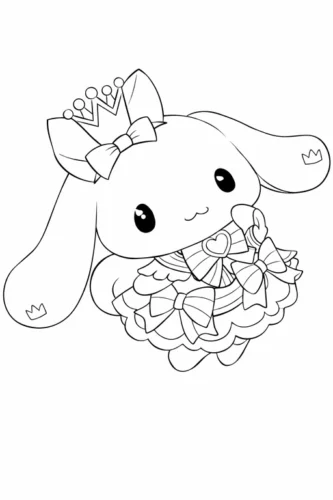 Mẫu tô màu cinnamoroll mặc váy xoè