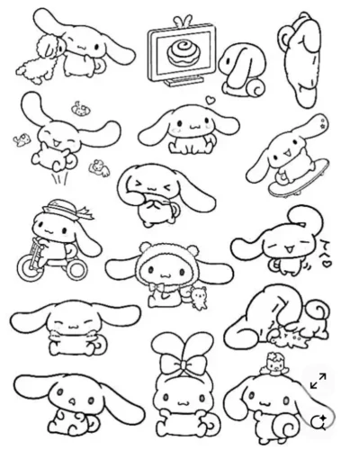 Tranh tô màu trang nhiều Cinnamoroll nhỏ