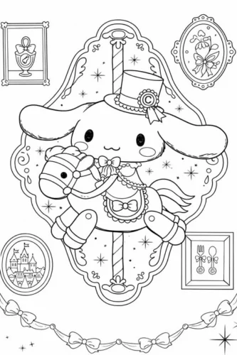 Hình tô màu cinnamoroll trong khung trang trí