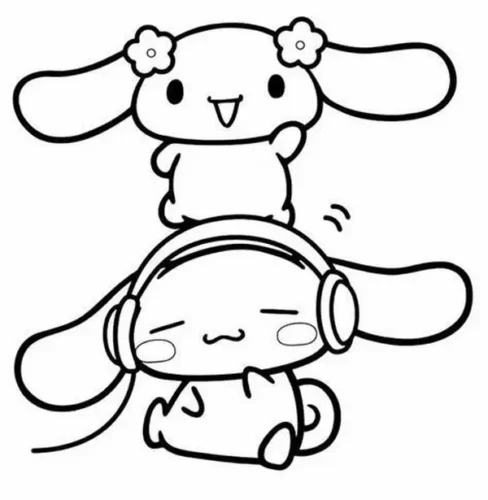 Mẫu tô màu hai Cinnamoroll chồng lên nhau