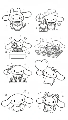 Hình tô màu trang nhiều Cinnamoroll nhỏ