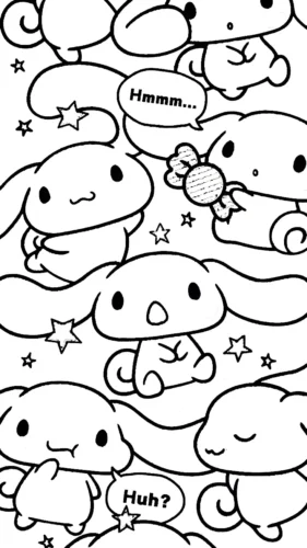 Mẫu tô màu nhiều Cinnamoroll chen kín trang
