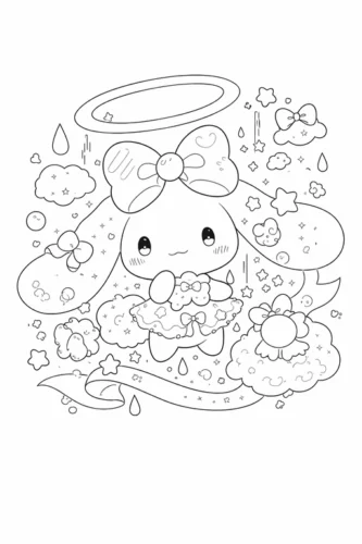 Hình tô màu cinnamoroll có vòng thiên thần