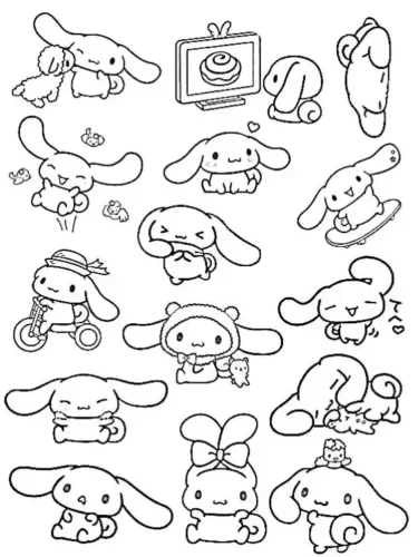 Hình tô màu trang nhiều Cinnamoroll nhỏ