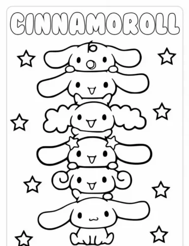 Mẫu tô màu năm Cinnamoroll xếp chồng