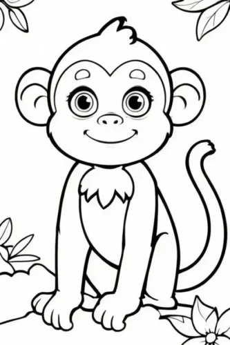 Khỉ con đứng giữa lá