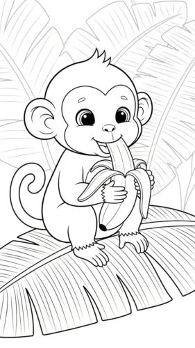 Khỉ ngồi trên lá chuối