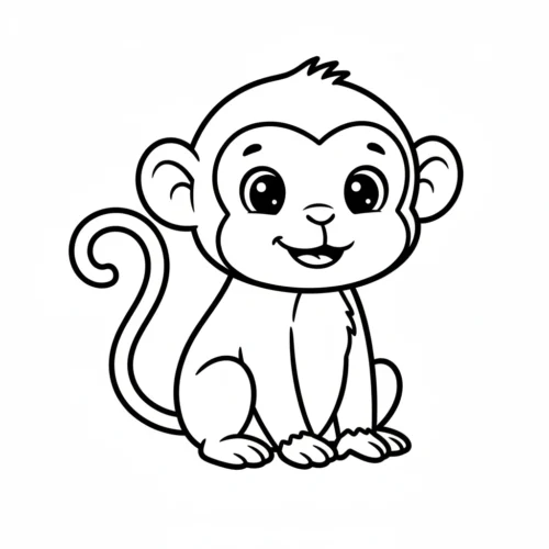 Khỉ con nét đậm ngồi