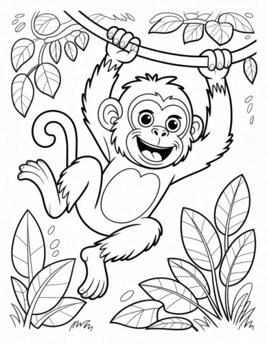 Khỉ treo cành giữa lá