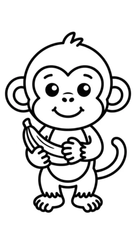 Hình tô màu khỉ cầm chuối