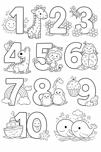 Tranh tô màu chữ số 4