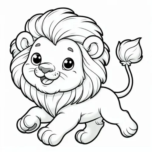 Sư tử con đang chạy, bờm bồng bềnh