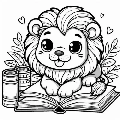 Sư tử con nằm đọc sách