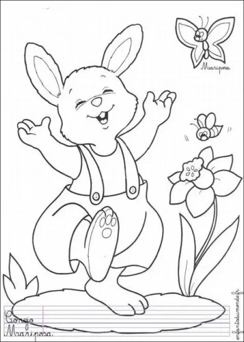 Tranh tô thỏ con in A4 – mẫu 23
