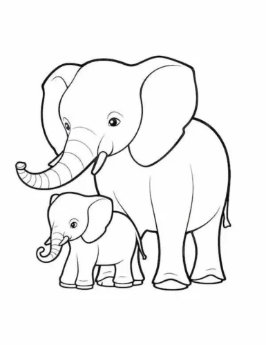 Voi mẹ và voi con đứng cạnh nhau