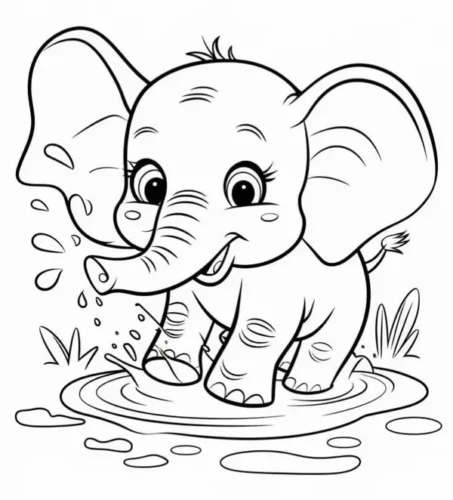 Voi con nghịch nước trong vũng nước