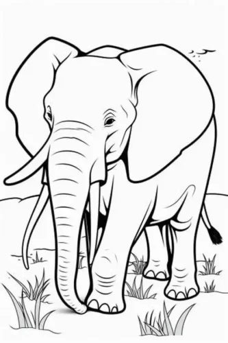 Voi rừng lớn đứng trên bãi cỏ cao