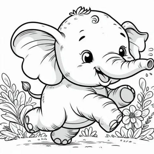 Voi con chạy giữa bụi hoa lá