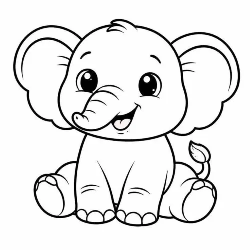 Voi con ngồi bệt cười tươi, nét đậm
