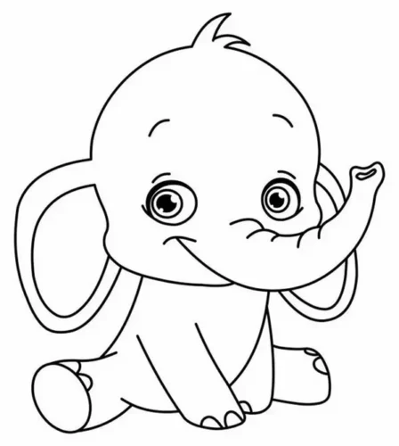 Voi con ngồi bệt, mắt to, vòi giơ cao