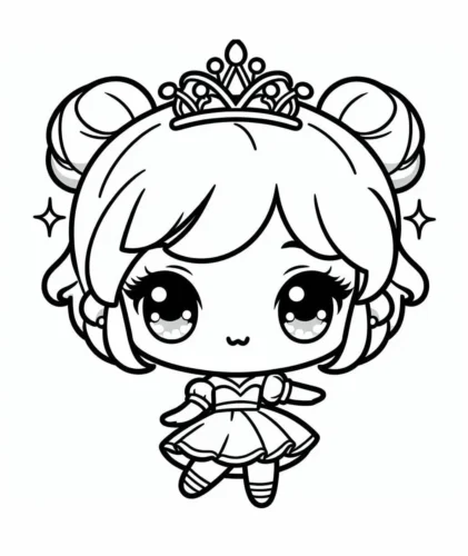 Công chúa nhí tóc búi đội vương miện