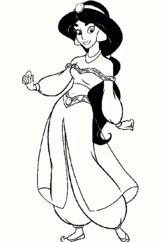 Tranh tô màu công chúa Jasmine cầm chiếc vòng