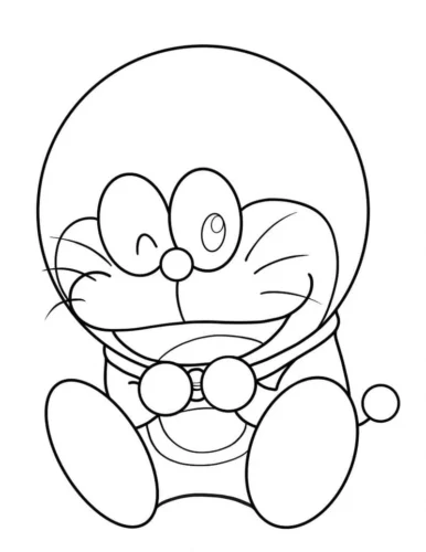 Doraemon ngồi chính diện, nét đậm