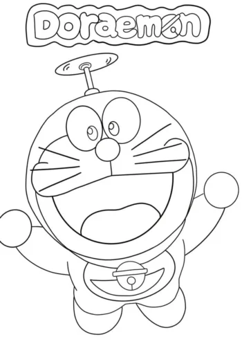 Doraemon đội chong chóng dưới chữ Doraemon