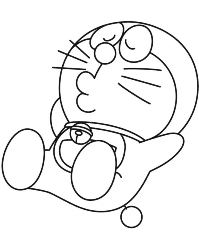 Doraemon nằm nghiêng cười