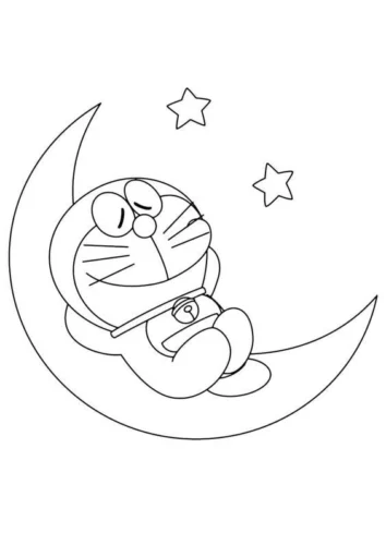Doraemon ngủ trên vầng trăng khuyết