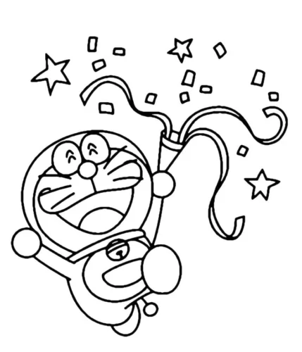 Doraemon tung pháo giấy