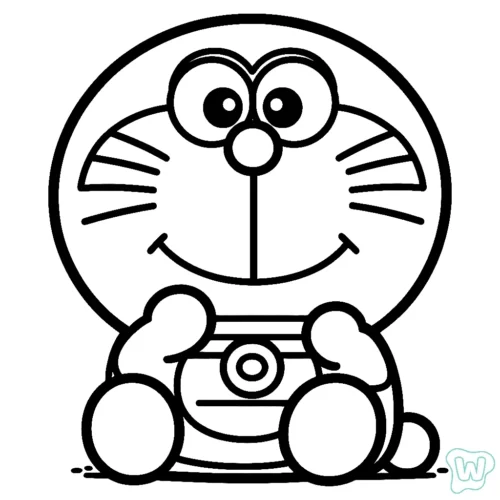 Doraemon ngồi, nét rất đậm