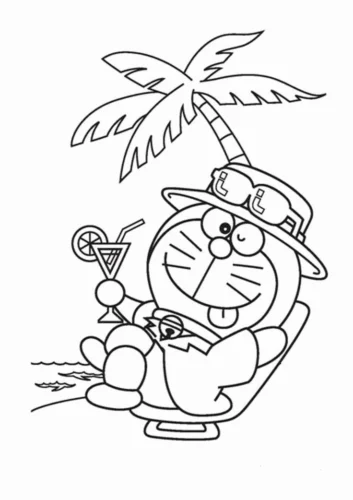 Doraemon nằm ghế, nét mảnh