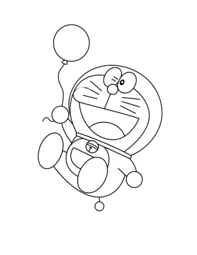 Doraemon bay theo quả bóng bay
