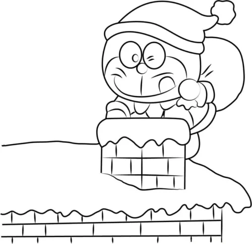 Doraemon ông già Noel trên ống khói