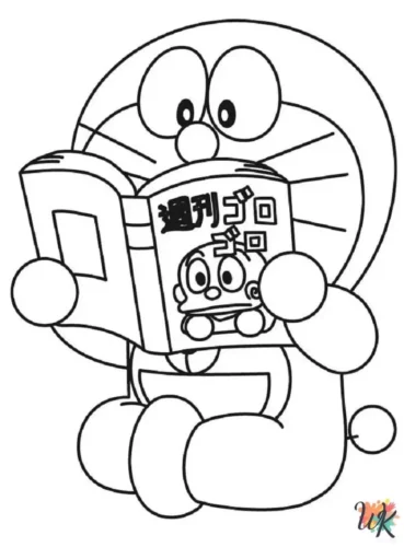 Mẫu tô màu doraemon đọc truyện tranh